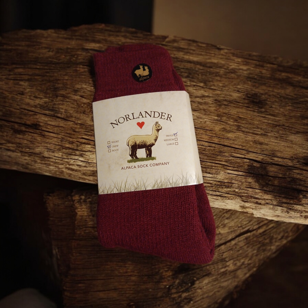Warm Socks made From Alpaca - Cranberry